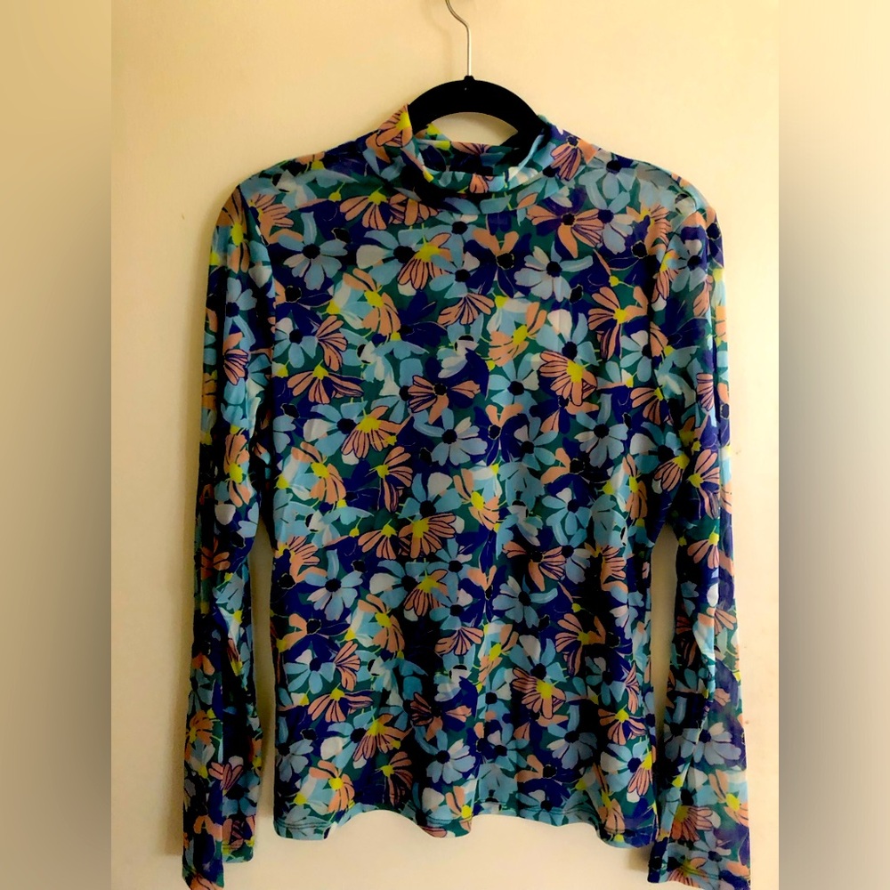 Sheer floral mock turtle neck - new- from Anthropologie.